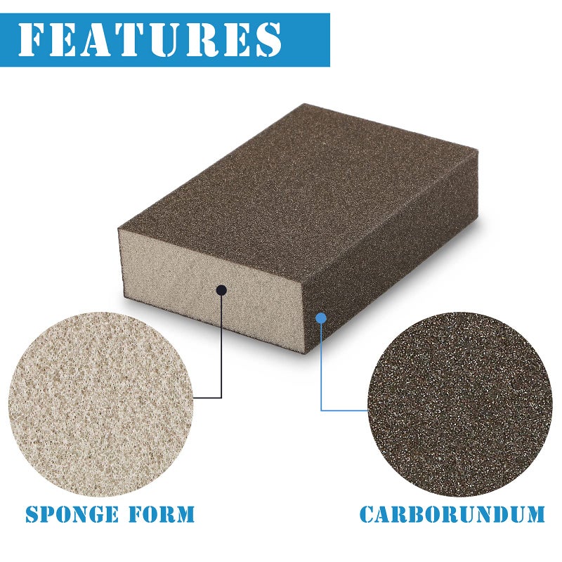 Jamiikury 16Pcs 120 Grit Sanding Blocks, Jamiikury Fine Sanding Sponge Washable and Reusable, Wet Dry Sandpaper Sponge for Wood Metal FurniturePaint and Drywall - Image 3